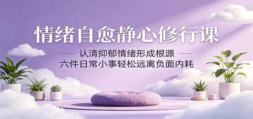 情绪自愈静心修行课：认清抑郁情绪形成根源，六件日常小事轻松远离负面内耗-低成本创业项目大全｜短视频带货+AI副业变现｜知行创业网