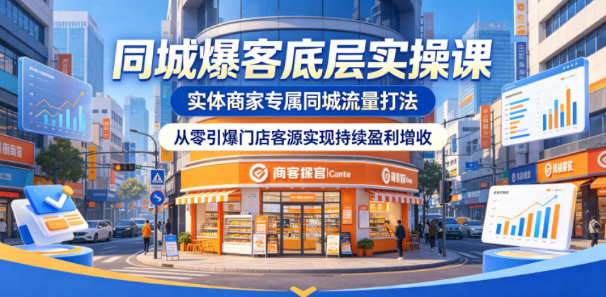 同城爆客底层实操课，实体商家专属同城流量打法，从零引爆门店客源实现持续盈利增收-低成本创业项目大全｜短视频带货+AI副业变现｜知行创业网
