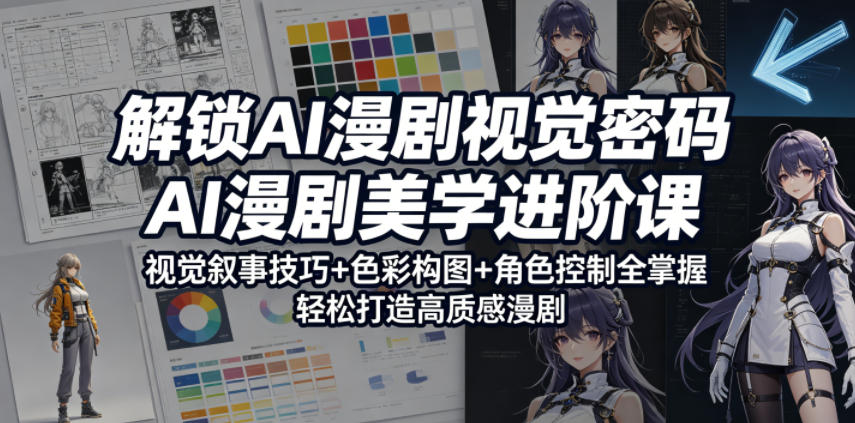 解锁AI漫剧视觉密码，AI漫剧美学进阶课，视觉叙事技巧+色彩构图+角色控制全掌握，轻松打造高质感漫剧-低成本创业项目大全｜短视频带货+AI副业变现｜知行创业网
