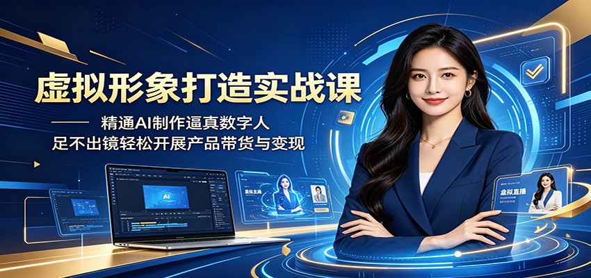 虚拟形象打造实战课:精通AI制作逼真数字人,足不出镜轻松开展产品带货与变现-低成本创业项目大全|短视频带货+AI副业变现|知行创业网