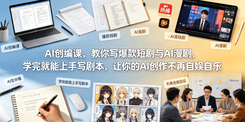 AI创编课，教你写爆款短剧与AI漫剧，学完就能上手写剧本，让你的AI创作不再自娱自乐-低成本创业项目大全｜短视频带货+AI副业变现｜知行创业网