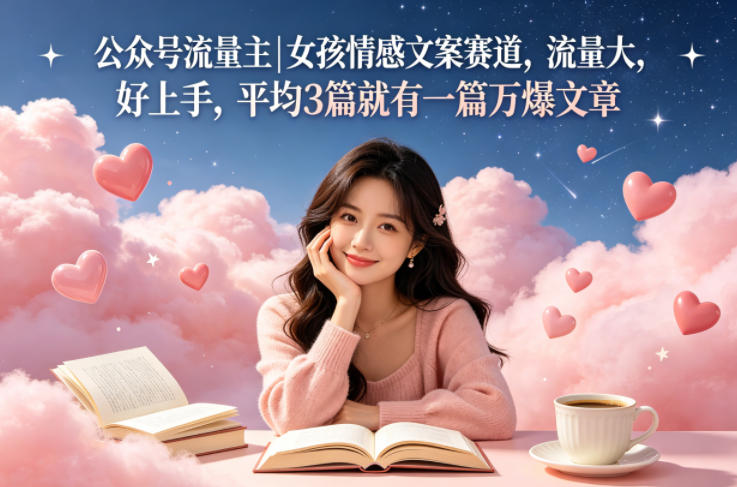 公众号流量主女孩情感文案赛道，流量大，好上手，平均3篇就有一篇万爆文章-低成本创业项目大全｜短视频带货+AI副业变现｜知行创业网