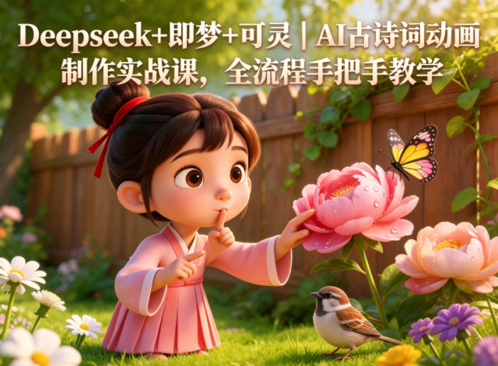 Deepseek+即梦+可灵｜AI古诗词动画制作实战课，全流程手把手教学-低成本创业项目大全｜短视频带货+AI副业变现｜知行创业网