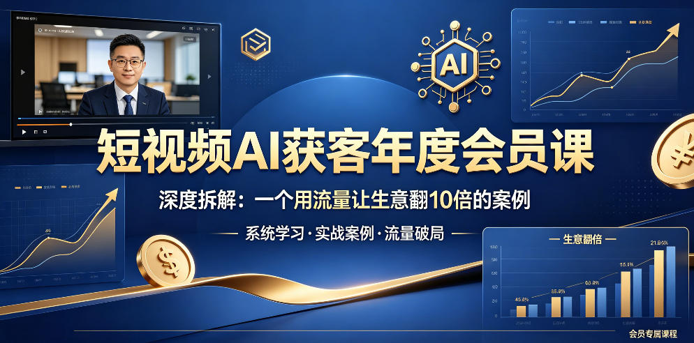 短视频AI获客年度会员课，深度拆解，一个用流量让生意翻10倍的案例-低成本创业项目大全｜短视频带货+AI副业变现｜知行创业网