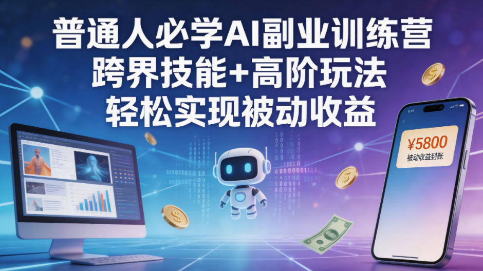 普通人必学AI副业训练营跨界技能+高阶玩法轻松实现被动收益-低成本创业项目大全｜短视频带货+AI副业变现｜知行创业网
