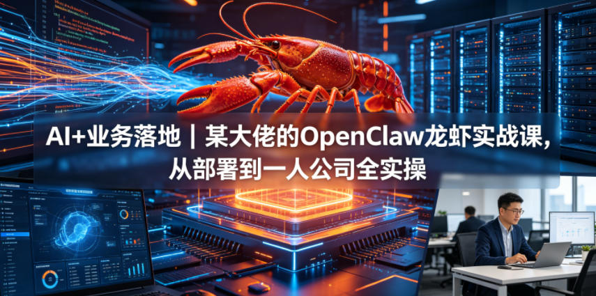 AI+业务落地｜某大佬的OpenClaw小龙虾实战课，从部署到一人公司全实操-低成本创业项目大全｜短视频带货+AI副业变现｜知行创业网
