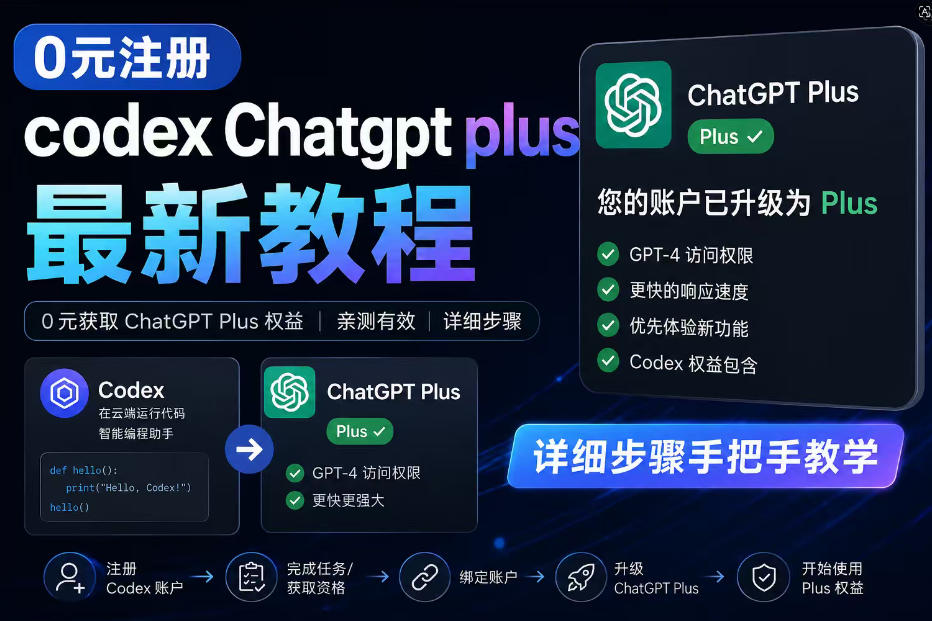 0元全自动注册codex gpt plus最新教程，0元获取GPT Plus权益，手把手详细教学-低成本创业项目大全｜短视频带货+AI副业变现｜知行创业网
