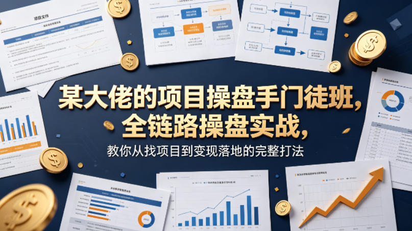 某大佬的项目操盘手门徒班，全链路操盘实战，教你从找项目到变现落地的完整打法-低成本创业项目大全｜短视频带货+AI副业变现｜知行创业网