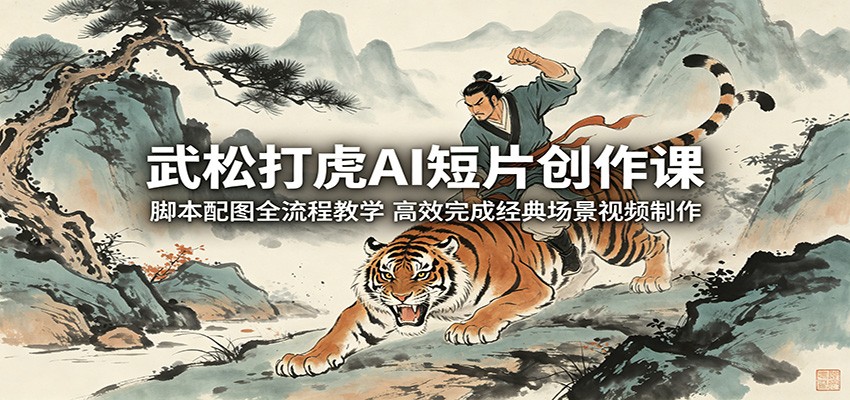 武松打虎AI短片创作课：脚本配图全流程教学，高效完成经典场景视频制作-低成本创业项目大全｜短视频带货+AI副业变现｜知行创业网