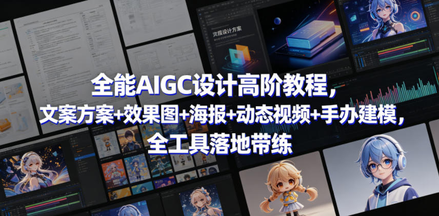 全能AIGC设计高阶教程，文案方案+效果图+海报+动态视频+手办建模，全工具落地带练-低成本创业项目大全｜短视频带货+AI副业变现｜知行创业网