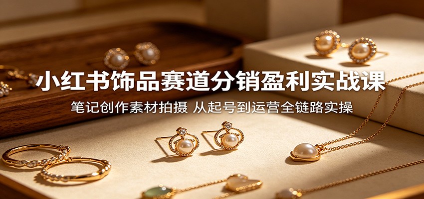 小红书饰品赛道分销盈利实战课：笔记创作素材拍摄，从起号到运营全链路实操-低成本创业项目大全｜短视频带货+AI副业变现｜知行创业网