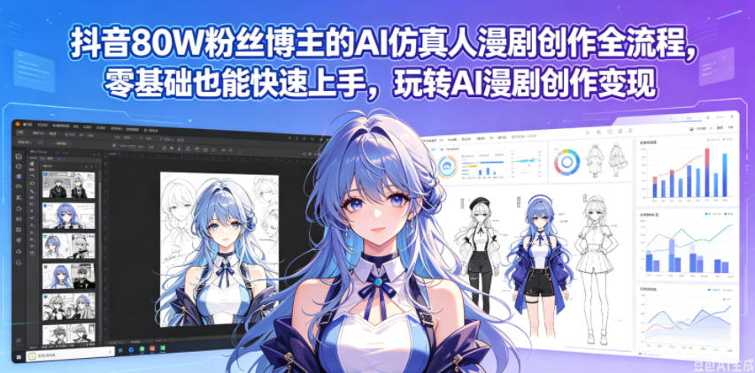 抖音80W粉丝博主的AI仿真人漫剧创作全流程,零基础也能快速上手,玩转AI漫剧创作变现-低成本创业项目大全|短视频带货+AI副业变现|知行创业网
