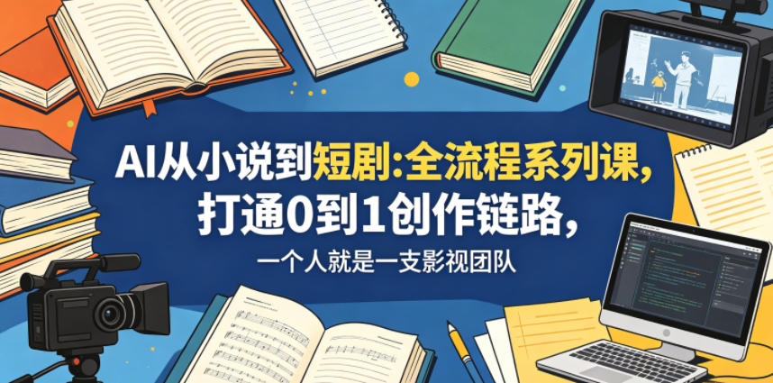 AI从小说到短剧全流程系列课，打通0到1创作链路，一个人就是一支影视团队-低成本创业项目大全｜短视频带货+AI副业变现｜知行创业网