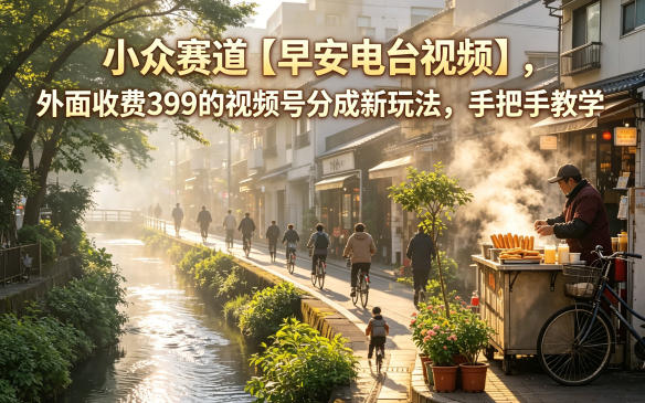 小众赛道【早安电台视频】，外面收费399的视频号分成新玩法，手把手教学-低成本创业项目大全｜短视频带货+AI副业变现｜知行创业网
