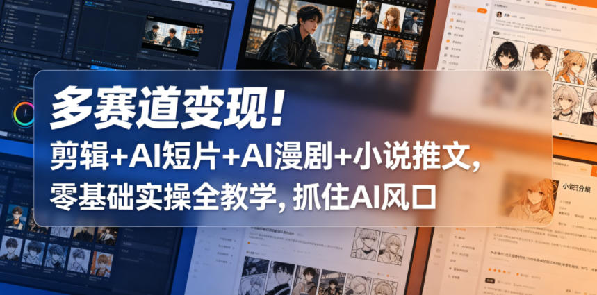 多赛道变现!剪辑+AI短片+AI漫剧+小说推文,零基础实操全教学,抓住AI风口-低成本创业项目大全|短视频带货+AI副业变现|知行创业网