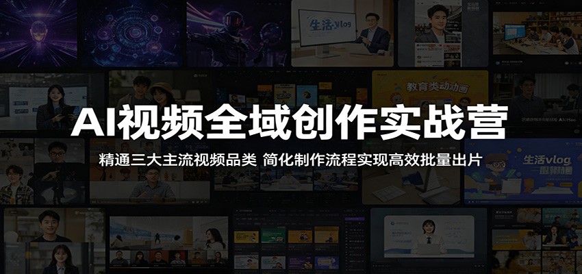 AI视频全域创作实战营：精通三大主流视频品类，简化制作流程实现高效批量出片-低成本创业项目大全｜短视频带货+AI副业变现｜知行创业网