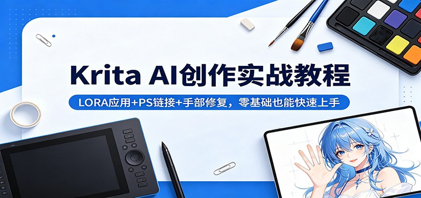 Krita AI创作实战教程：LORA应用+PS链接+手部修复，零基础也能快速上手-低成本创业项目大全｜短视频带货+AI副业变现｜知行创业网