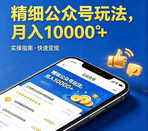 精细化公众号玩法，我们给你提供文章，你来负责发布，收益可观，月入1W+【揭秘】-低成本创业项目大全｜短视频带货+AI副业变现｜知行创业网