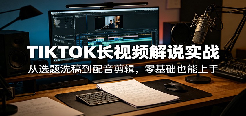 TIKTOK长视频解说实战：从选题洗稿到配音剪辑，零基础也能上手-低成本创业项目大全｜短视频带货+AI副业变现｜知行创业网