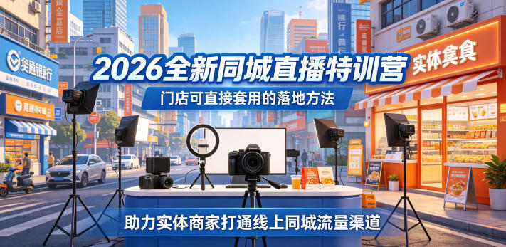 2026全新同城直播特训营，门店可直接套用的落地方法，助力实体商家打通线上同城流量渠道-低成本创业项目大全｜短视频带货+AI副业变现｜知行创业网