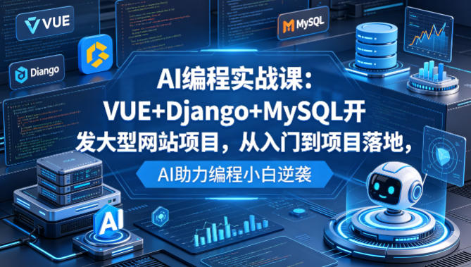 AI编程实战课：VUE+Django+MySQL开发大型网站项目，从入门到项目落地，AI助力编程小白逆袭-低成本创业项目大全｜短视频带货+AI副业变现｜知行创业网