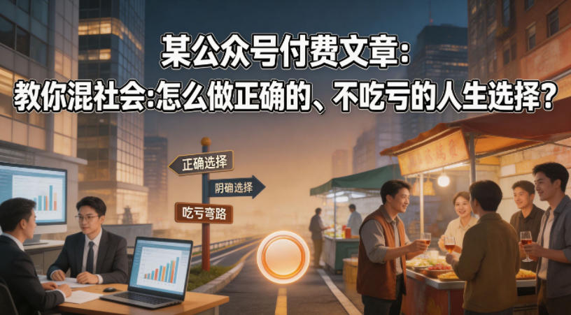 某公众号付费文章：教你混社会：怎么做正确的、不吃亏的人生选择？-低成本创业项目大全｜短视频带货+AI副业变现｜知行创业网