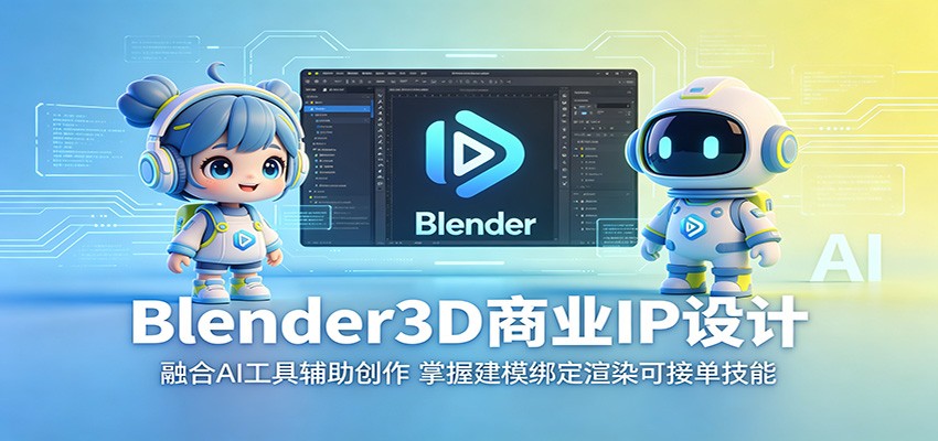 Blender3D商业IP设计:融合AI工具辅助创作,掌握建模绑定渲染可接单技能-低成本创业项目大全|短视频带货+AI副业变现|知行创业网