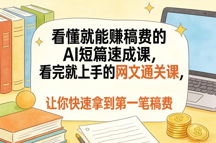 看懂就能賺稿费的AI短篇速成课,看完就上手的网文通关课,让你快速拿到第一笔稿费(更新5月)-低成本创业项目大全|短视频带货+AI副业变现|知行创业网