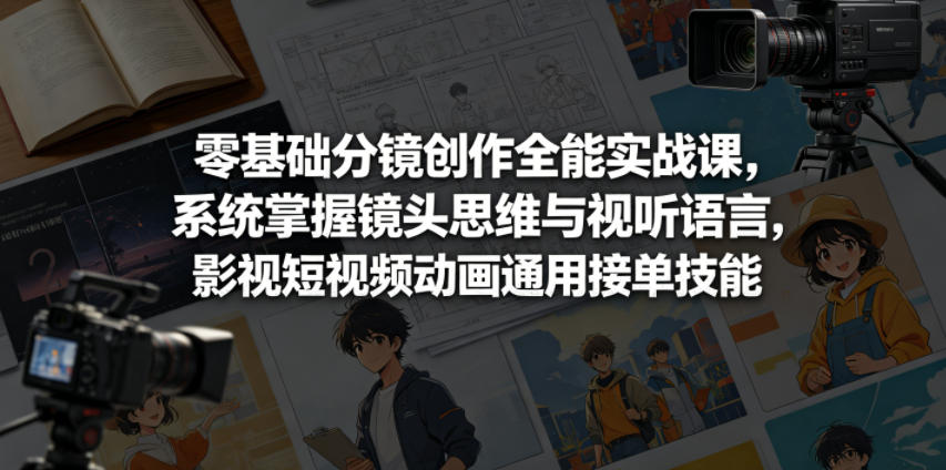 零基础分镜创作全能实战课,系统掌握镜头思维与视听语言,影视短视频动画通用接单技能-低成本创业项目大全|短视频带货+AI副业变现|知行创业网