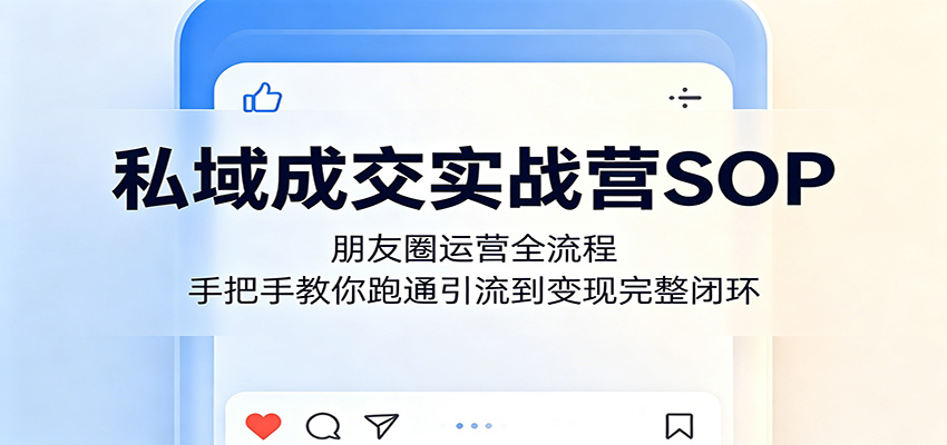 私域成交实战营SOP：朋友圈运营全流程，手把手教你跑通引流到变现完整闭环-低成本创业项目大全｜短视频带货+AI副业变现｜知行创业网