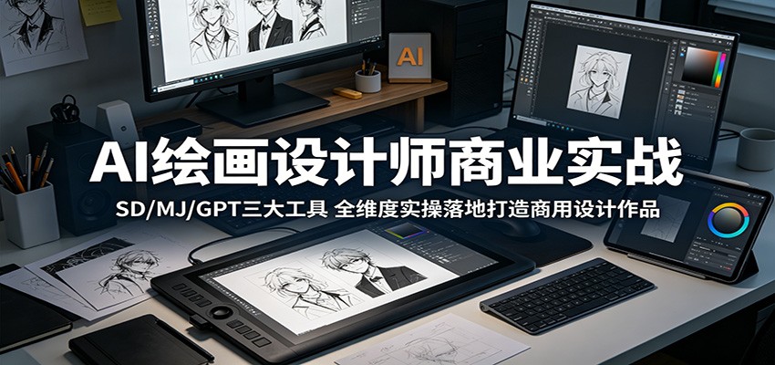 AI绘画设计师商业实战:SD/MJ/GPT三大工具,全维度实操落地打造商用设计作品-低成本创业项目大全|短视频带货+AI副业变现|知行创业网