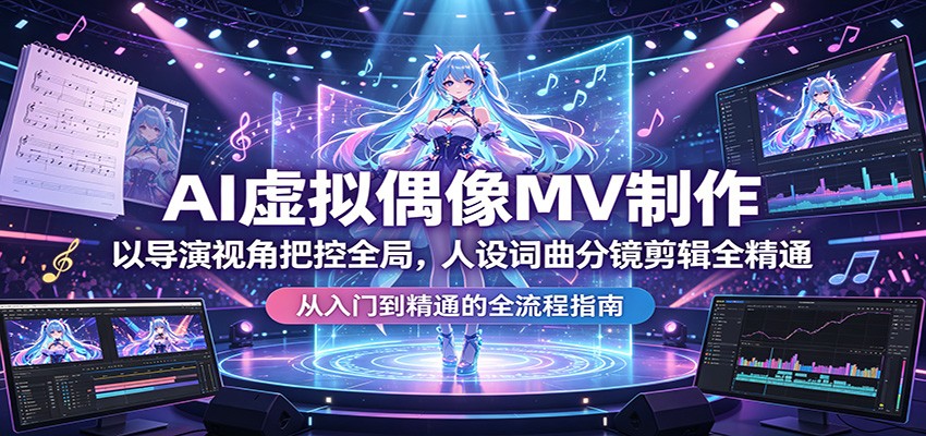 AI虚拟偶像MV制作：以导演视角把控全局，人设词曲分镜剪辑全精通-低成本创业项目大全｜短视频带货+AI副业变现｜知行创业网