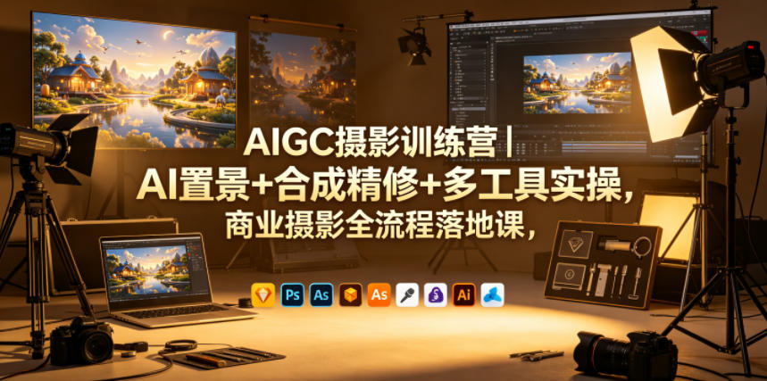 AIGC摄影训练营｜AI置景+合成精修+多工具实操，商业摄影全流程落地课-低成本创业项目大全｜短视频带货+AI副业变现｜知行创业网