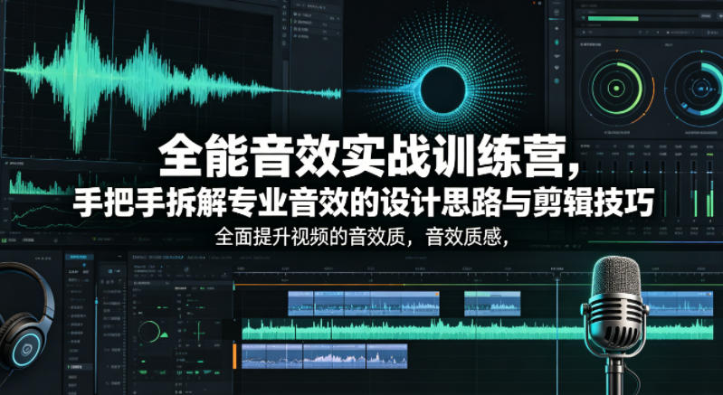 全能音效实战训练营，手把手拆解专业音效的设计思路与剪辑技巧，全面提升视频的音效质感-低成本创业项目大全｜短视频带货+AI副业变现｜知行创业网