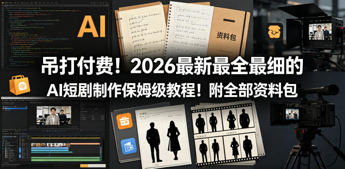 吊打付费!2026最新最全最细的AI短剧制作保姆级教程!附全部资料包-低成本创业项目大全|短视频带货+AI副业变现|知行创业网