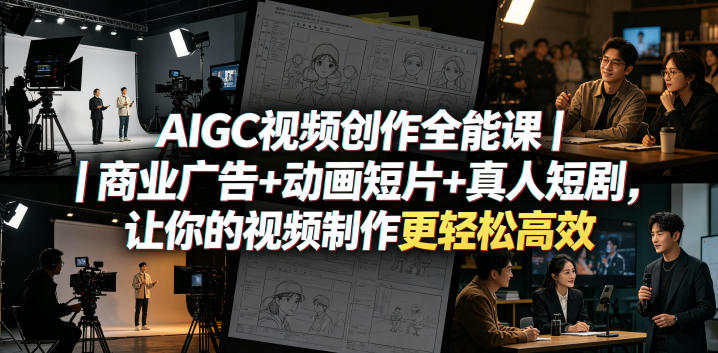 AIGC视频创作全能课｜商业广告+动画短片+真人短剧，让你的视频制作更轻松高效-低成本创业项目大全｜短视频带货+AI副业变现｜知行创业网