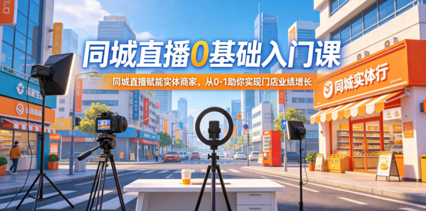 同城直播0基础入门课，同城直播赋能实体商家，从0-1助你实现门店业绩增长-低成本创业项目大全｜短视频带货+AI副业变现｜知行创业网