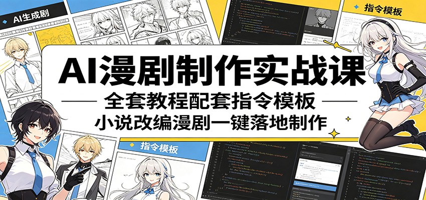 AI漫剧制作实战课：全套教程配套指令模板，小说改编漫剧一键落地制作-低成本创业项目大全｜短视频带货+AI副业变现｜知行创业网