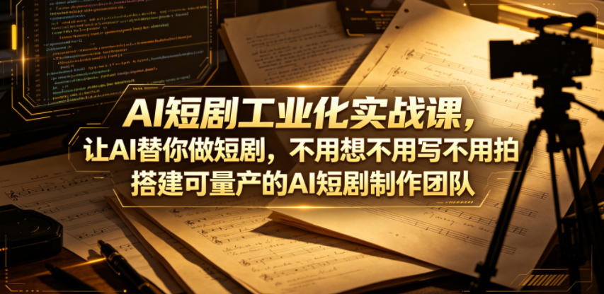 AI短剧工业化实战课，让AI替你做短剧，不用想不用写不用拍，搭建可量产的AI短剧制作团队-低成本创业项目大全｜短视频带货+AI副业变现｜知行创业网