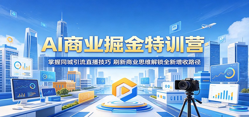 AI商业掘金特训营：掌握同城引流直播技巧，刷新商业思维解锁全新增收路径-低成本创业项目大全｜短视频带货+AI副业变现｜知行创业网