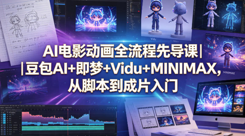 AI电影动画全流程先导课｜豆包AI+即梦+Vidu+MINIMAX，从脚本到成片入门-低成本创业项目大全｜短视频带货+AI副业变现｜知行创业网