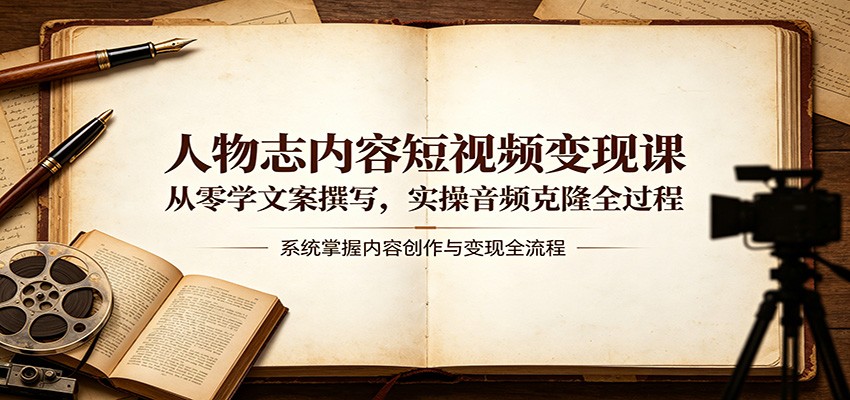 人物志内容短视频变现课：从零学文案撰写，实操音频克隆全过程-低成本创业项目大全｜短视频带货+AI副业变现｜知行创业网