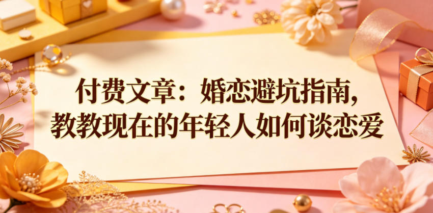 付费文章：婚恋避坑指南，教教现在的年轻人如何谈恋爱-低成本创业项目大全｜短视频带货+AI副业变现｜知行创业网
