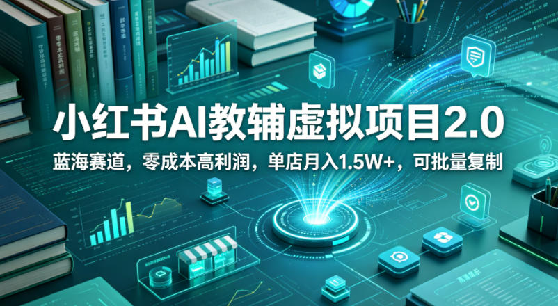 小红书AI教辅虚拟项目2.0，蓝海赛道，零成本高利润，单店月入1.5W+，可批量复制-低成本创业项目大全｜短视频带货+AI副业变现｜知行创业网