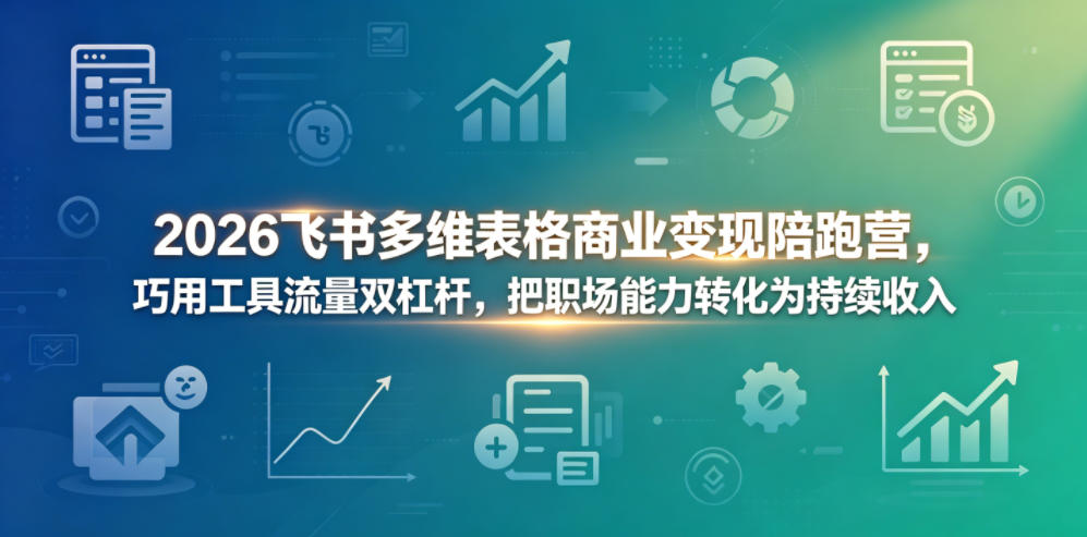 2026飞书多维表格商业变现陪跑营，巧用工具流量双杠杆，把职场能力转化为持续收入-低成本创业项目大全｜短视频带货+AI副业变现｜知行创业网