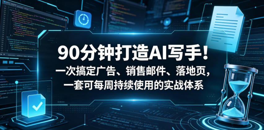 90分钟打造AI写手！一次搞定广告、销售邮件、落地页，一套可每周持续使用的实战体系【原创双语字幕】-低成本创业项目大全｜短视频带货+AI副业变现｜知行创业网
