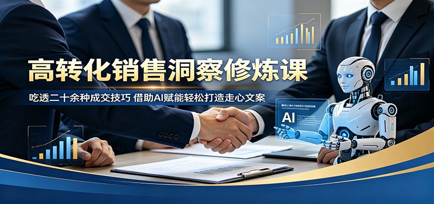 高转化销售洞察修炼课：吃透二十余种成交技巧，借助AI赋能轻松打造走心文案-低成本创业项目大全｜短视频带货+AI副业变现｜知行创业网