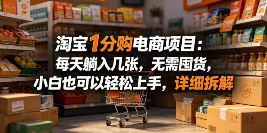 淘宝1分购电商项目：每天躺入几张，无需囤货，小白也可以轻松上手，详细拆解-低成本创业项目大全｜短视频带货+AI副业变现｜知行创业网