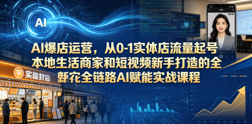 AI爆店运营，从0-1实体店流量起号，本地生活商家和短视频新手打造的全链路AI赋能实战课程-低成本创业项目大全｜短视频带货+AI副业变现｜知行创业网