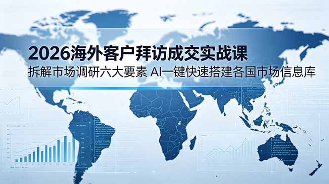 （18992期）2026海外客户拜访成交实战课：拆解市场调研六大要素，AI一键快速搭建各国市场信息库-低成本创业项目大全｜短视频带货+AI副业变现｜知行创业网